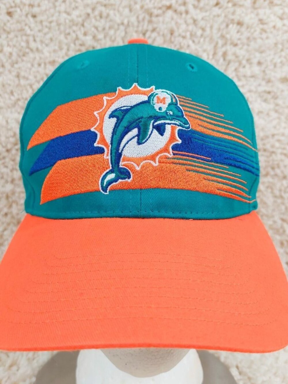 Vintage 90s Miami Dolphins NFL Embroidered Snapback Cap Hat by Twins Enterprise.